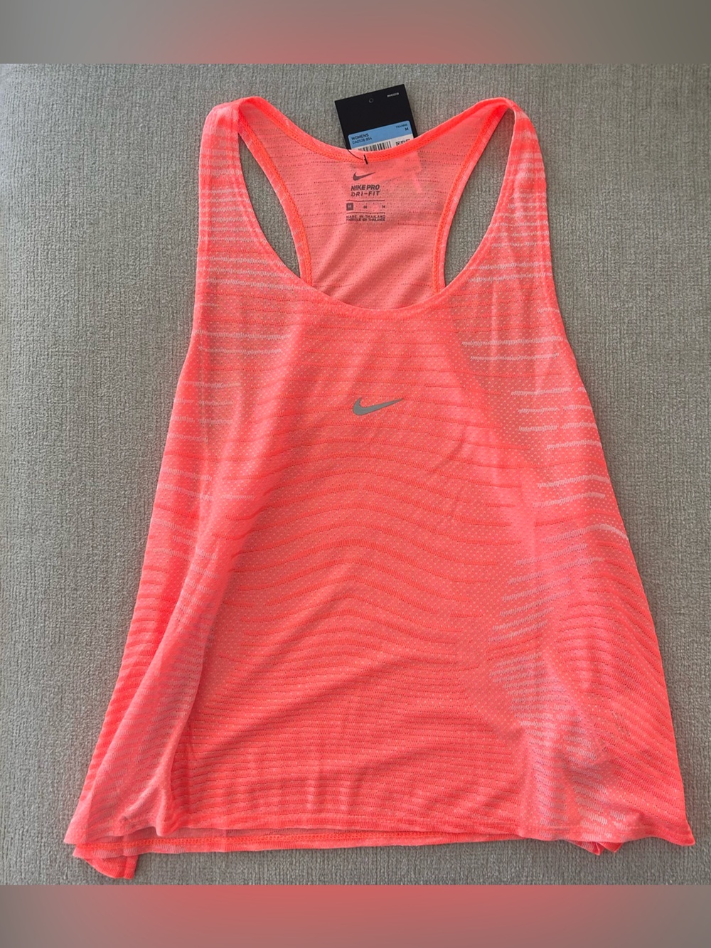 Nike Neon Coral Training Tank with Silver Swoosh